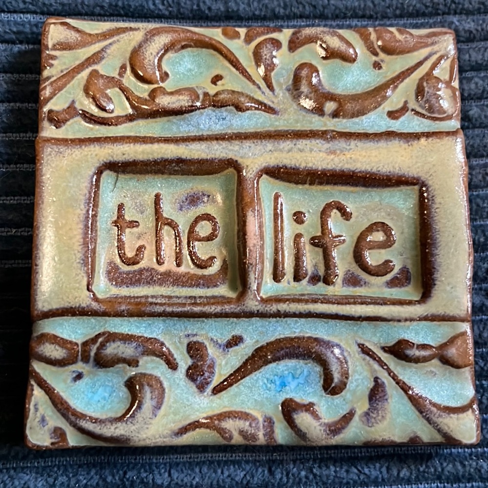 THE LIFE TileSmile 3x3 Decorative Handmade Ceramic Green Blue Tile